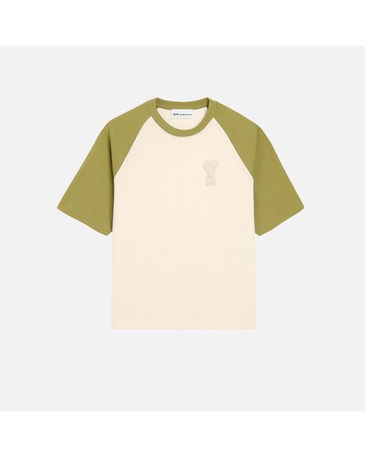 AMI Natural And Cotton Ami De Coeur Knitted Patch T-Shirt