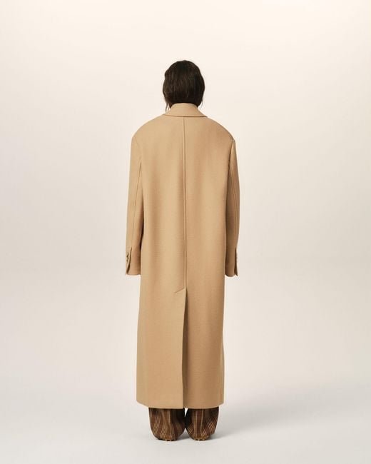 AMI Natural Long Double-Breasted Wool Coat