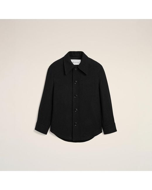 AMI Black Wool Button-Down Jacket