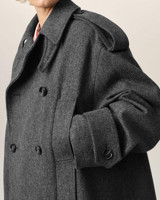 AMI Gray Wool Trench Coat