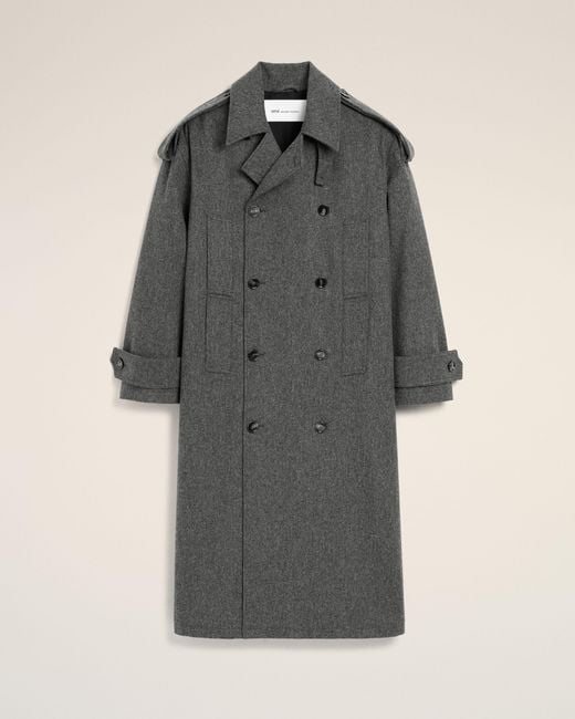 AMI Gray Wool Trench Coat