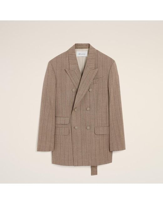 AMI Natural Double Breasted Striped Wool Blazer for men