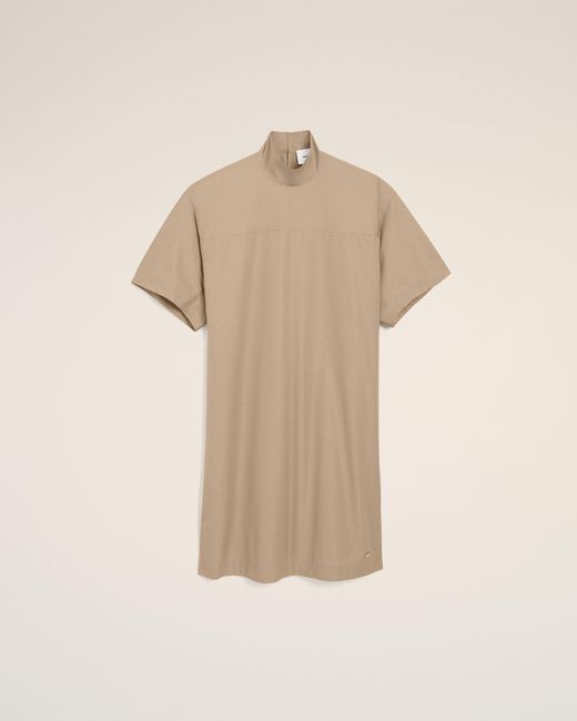 AMI Natural Cotton Stand Up Collar Buttoned Dress