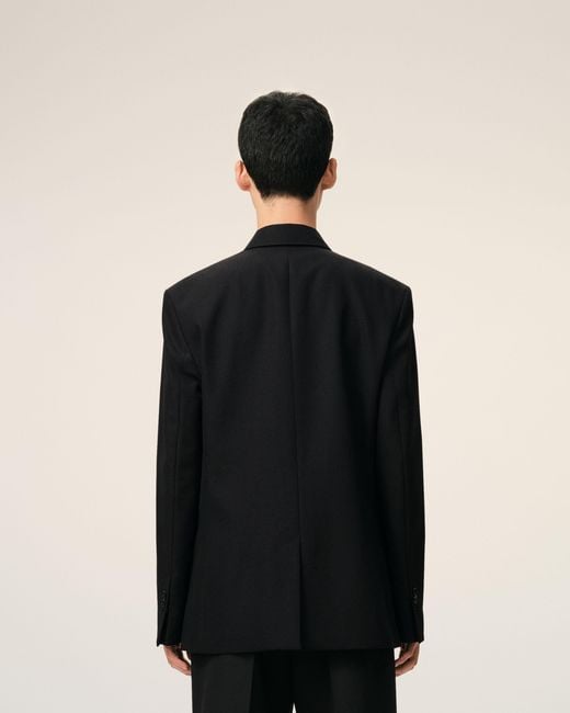 AMI Black New Wool Single Breasted Straight Jacket for men