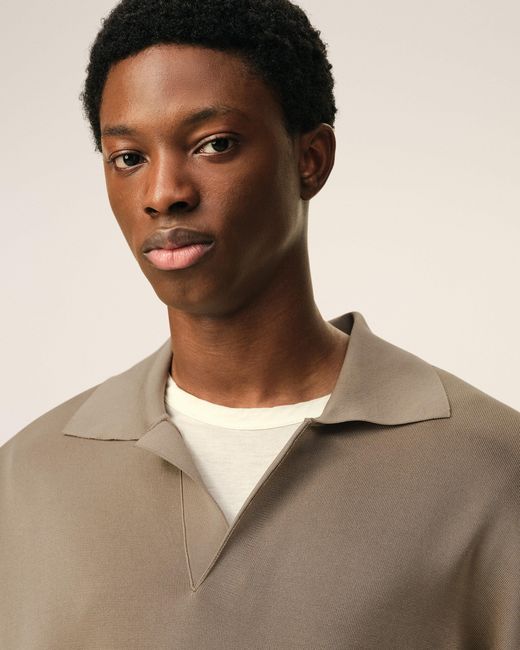 AMI Natural Wool Long Sleeves Polo for men
