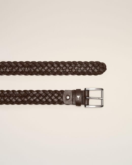AMI Natural Braided Paris Paris Cow Leather Belt 30Mm