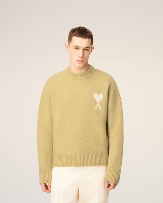 Pull Jaune Col Rond Ami De Coeur En Alpaga Anis & Ecru AMI en coloris Yellow
