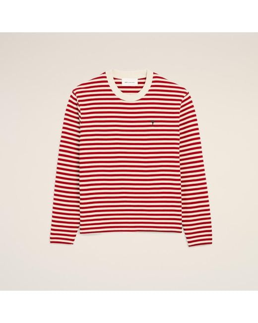 AMI Red And Mariniere Cotton T-Shirt With Ami De Coeur