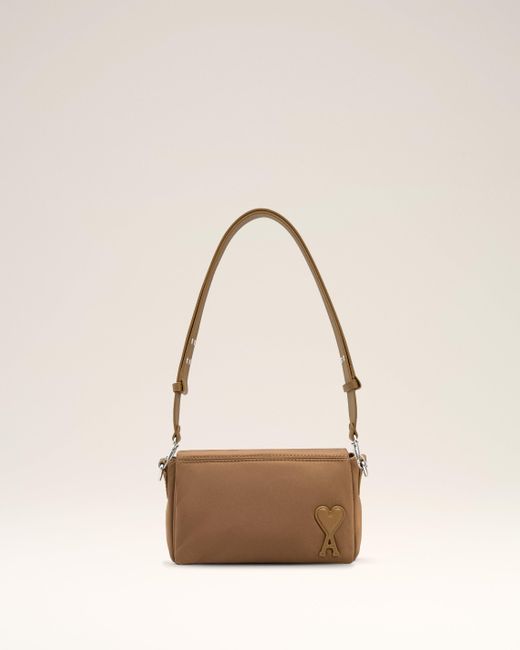 上品さ【AMI PARIS】ナイロンキャンバス Marcel LunchBox バッグ ブラウン ナイロンキャンバス Marcel Lunch Box バッグ