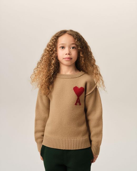 AMI Natural Wool Ami De Coeur Crewneck Sweater