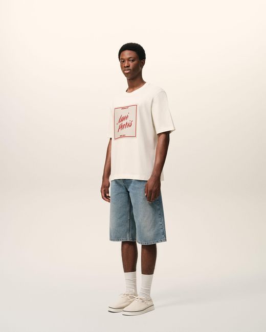 AMI Natural Cotton Heritage Print T-Shirt