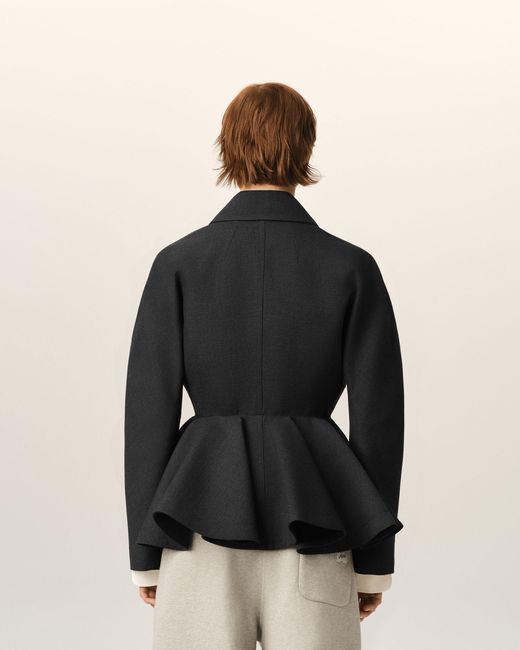 AMI Black Peplum Wool Jacket