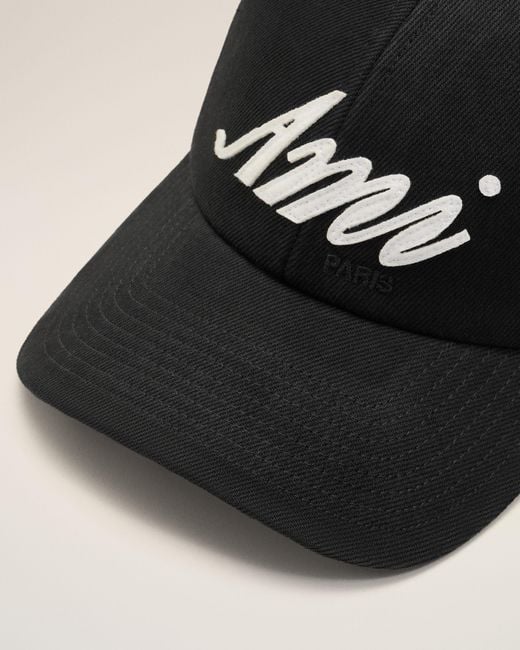 AMI Black Cotton Ami Felt Patch Cap