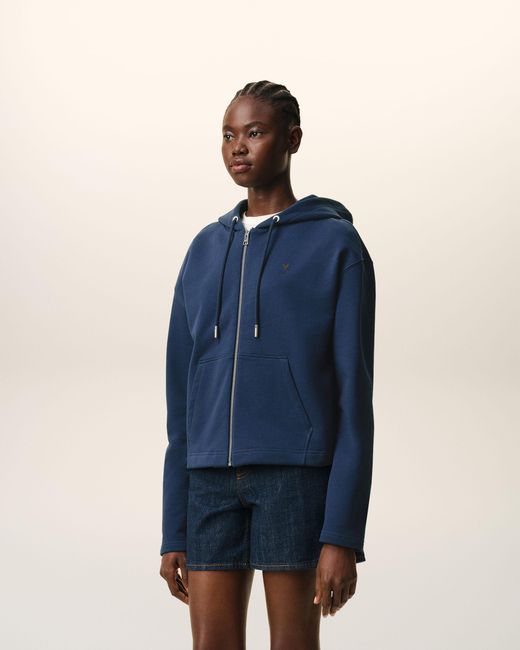 AMI Blue Cotton Ami De Coeur Zipped Hoodie