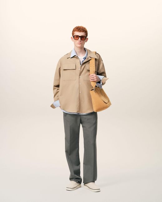 AMI Gray Wool Straight Trousers for men