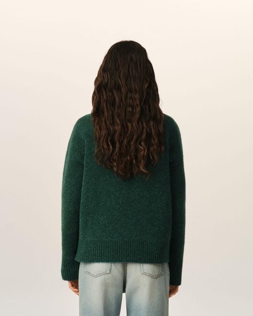 AMI Green Crewneck Alpaca Sweater With Ami De Coeur