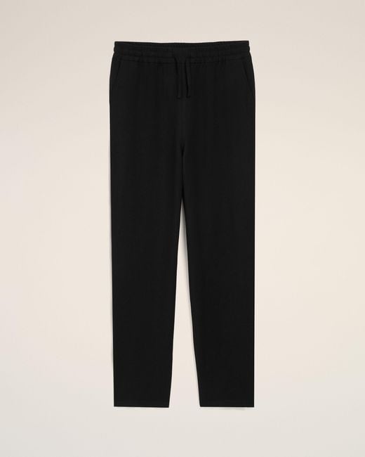 AMI Black Blended Linen Elasticated Waist Trousers for men