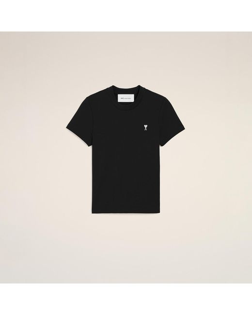 AMI Black Cotton Ami De Coeur Cropped T-Shirt