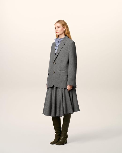 AMI Gray Wool Loose Single Breasted Jacket