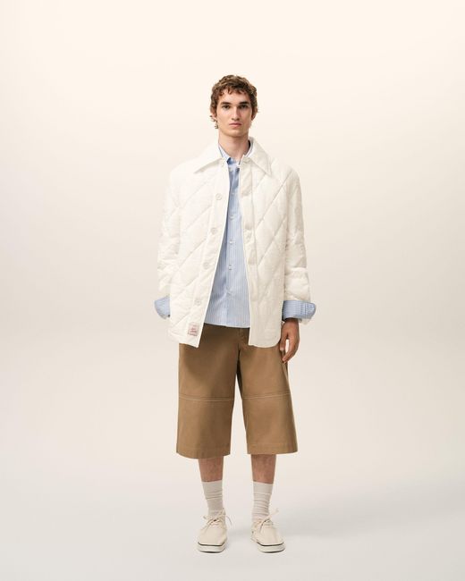 AMI Natural Nylon Padded Buttoned Jacket