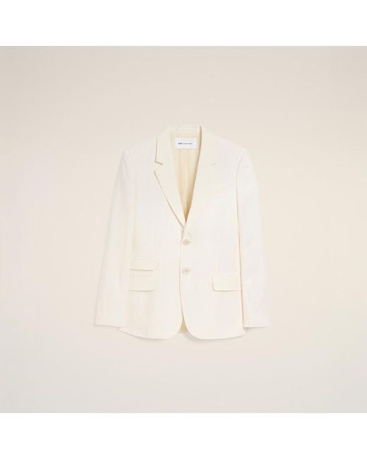 AMI Natural Blended Linen Single Breasted Straight Jacket for men