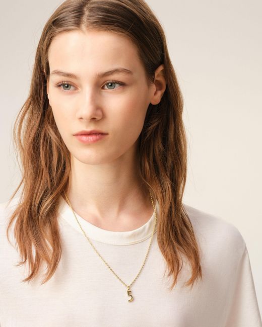 AMI Natural Brass Hammered "5" Pendant Necklace