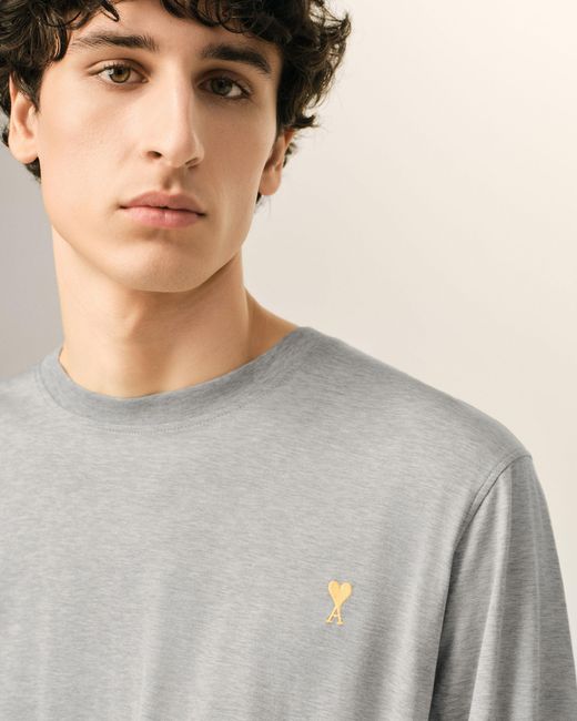 AMI Natural Cotton Double-Sleeve Effect Ami De Coeur T-Shirt for men