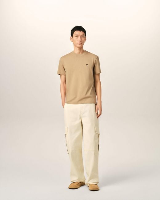 AMI Natural Cotton T-Shirt With Ami De Coeur for men