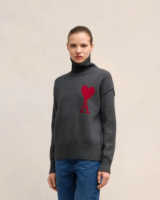 AMI Blue Wool Ami De Coeur Sweater