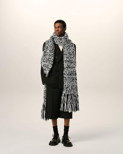 AMI Multicolor Bicolor And Wool Knit Scarf
