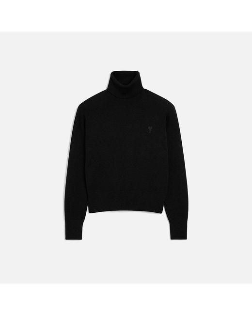 AMI Black Wool Ami De Coeur Turtle Neck Sweater