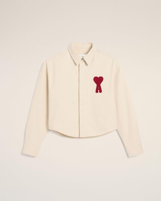 AMI Natural Cotton Ami De Coeur Cropped Shirt