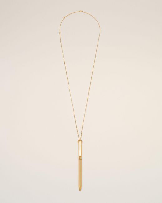 AMI Natural Brass Pen Pendant Necklace