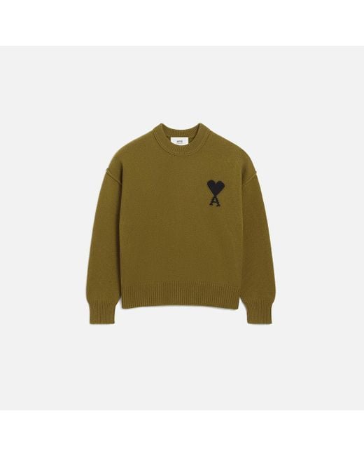 AMI Green Wool Ami De Coeur Crewneck Sweater