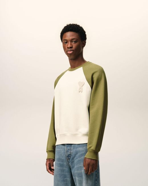 AMI Natural And Cotton Knitted Ami De Coeur Sweatshirt