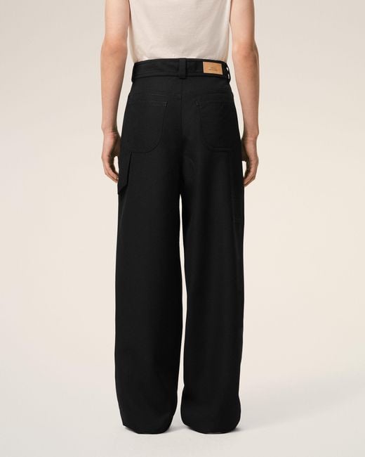 AMI Black New Wool Worker Trousers for men