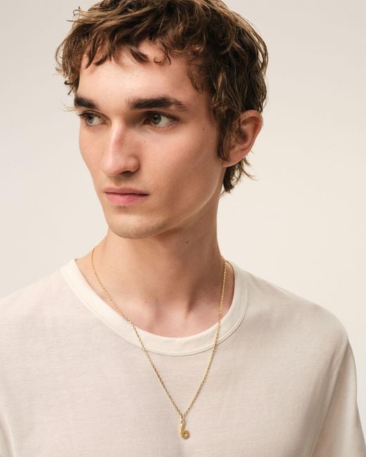 AMI Natural Brass Hammered "6" Pendant Necklace