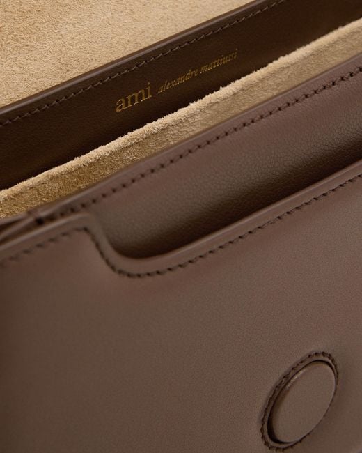 AMI Natural Cowhide Leather Paris Paris Top Handle Bag
