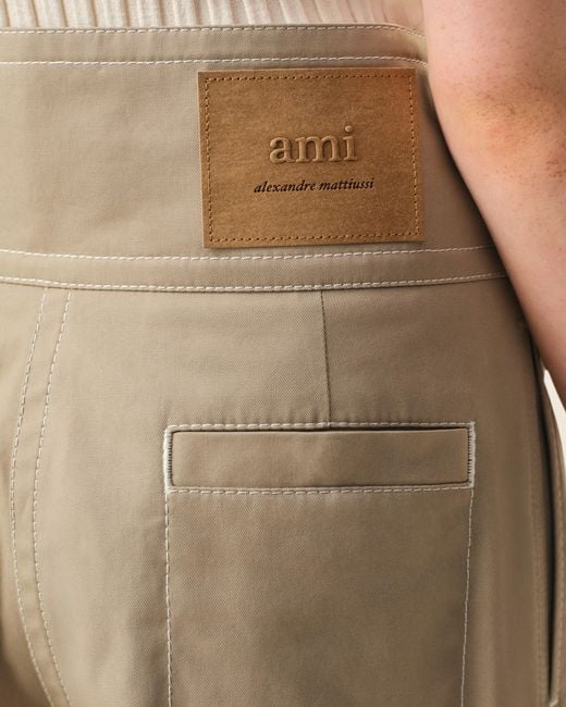 AMI Natural Cotton Wrapped Belted Trousers