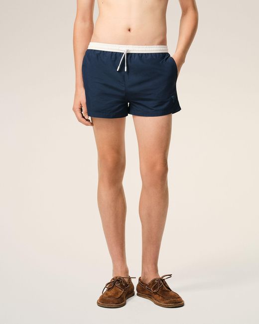 AMI Blue Nylon Short Swimsuit for men
