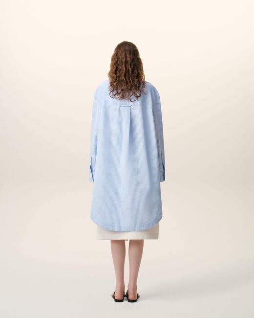 AMI Blue Cotton Ami De Coeur Wide Shirt Dress