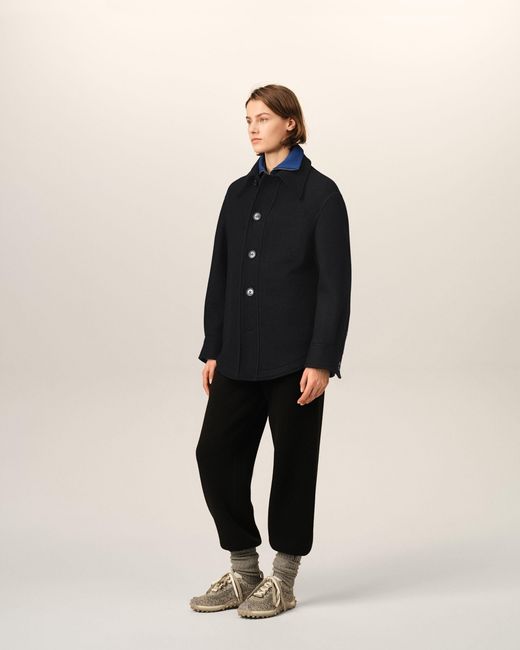 AMI Black Wool Button-Down Jacket