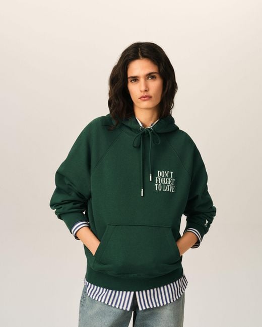 AMI Green Cotton "Don'T Forget To Love" Hoodie