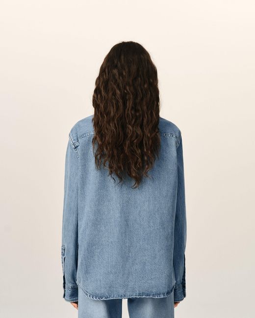 AMI Blue Denim Cotton Ami De Coeur Shirt