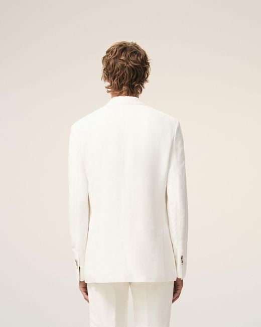 AMI Natural Blended Linen Single Breasted Straight Jacket for men