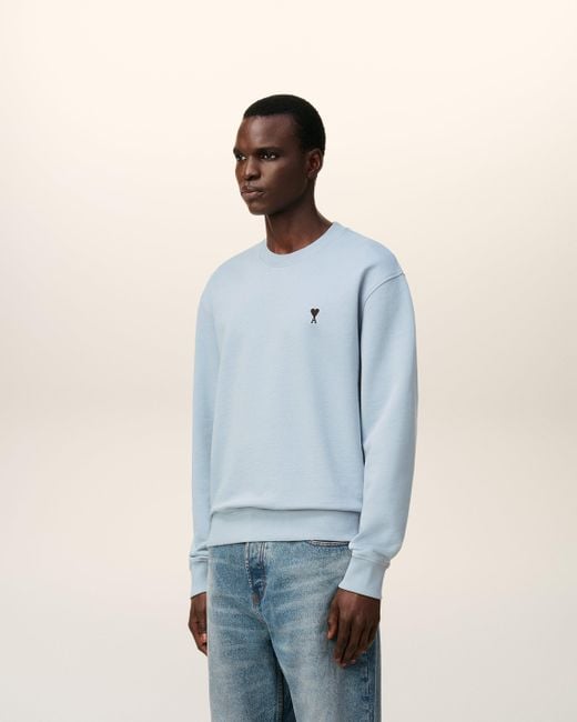 AMI Blue Cotton Ami De Coeur Sweatshirt for men
