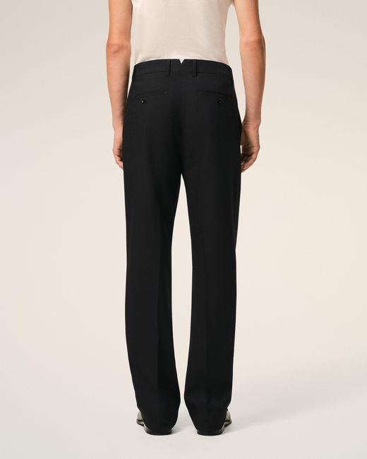 AMI Black Wool Straight Trousers for men