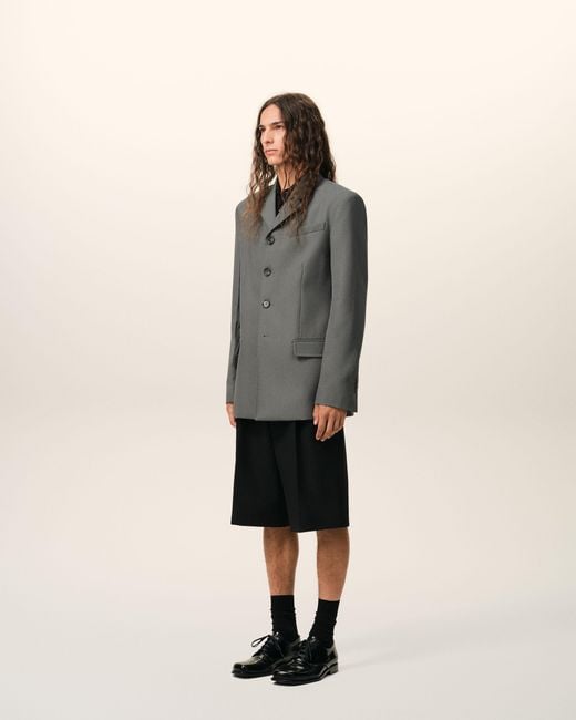 AMI Gray New Wool Single Breasted Straight Jacket for men