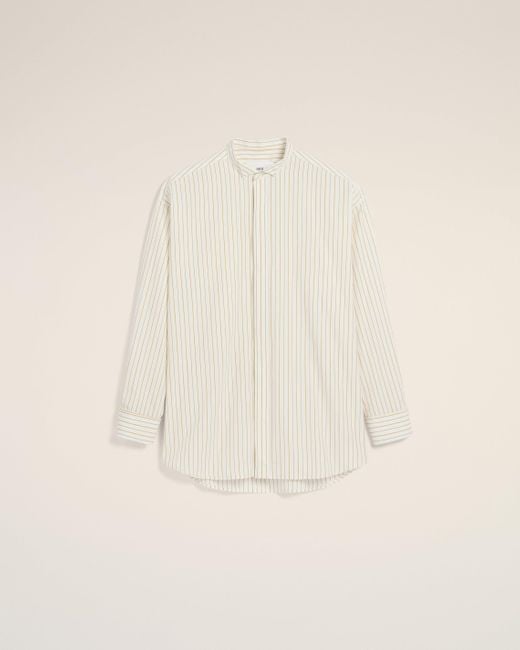 AMI Natural And Khaki Cotton Wingtip Collar Oversized Shirt