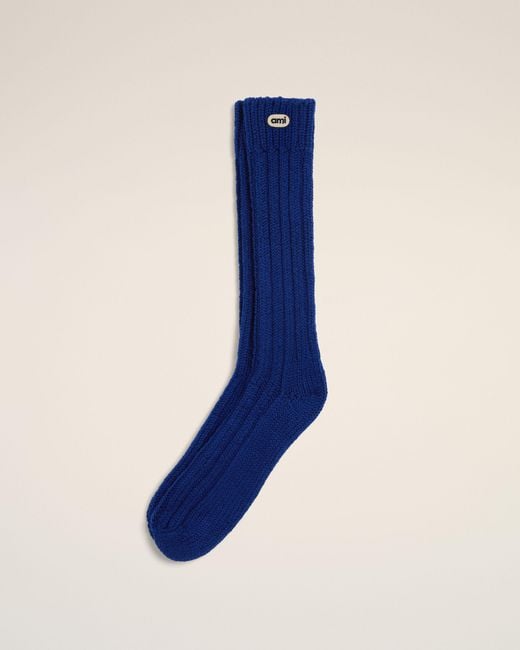 AMI Blue Wool Socks With Ami Patch